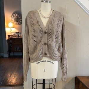 Cable Knit Button-Up Cardigan Sweater - Target - Large